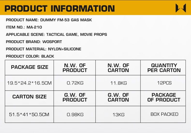 Built-in Microphone Fan Dummy FM-53 Simulation Gas Mask product detail 2