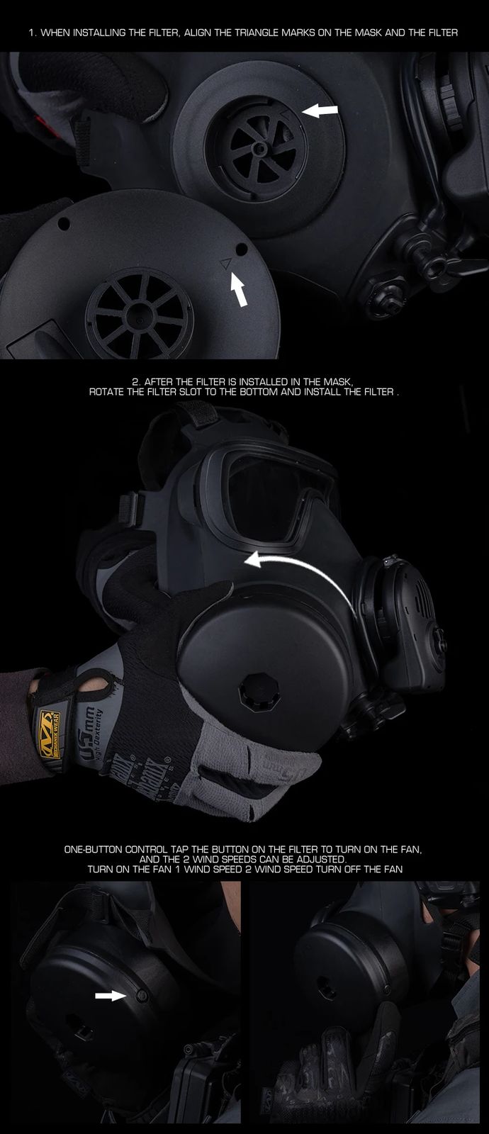 Built-in Microphone Fan Dummy FM-53 Simulation Gas Mask product detail 9