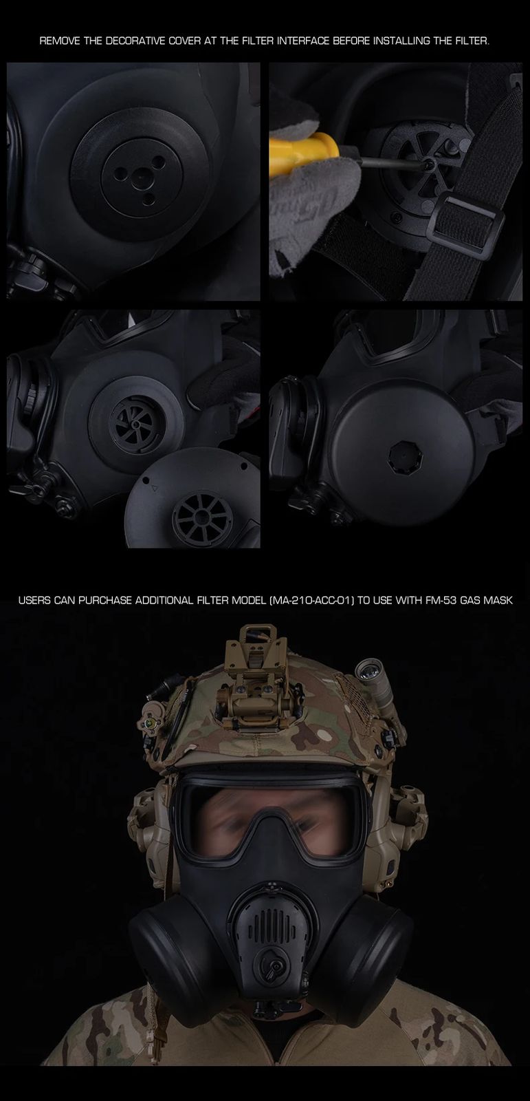 Built-in Microphone Fan Dummy FM-53 Simulation Gas Mask product detail 11