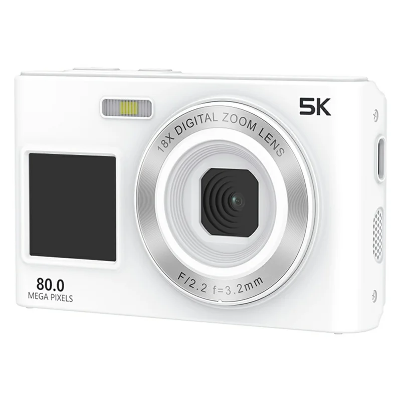 c6s-5k-video-recorder-18x-digital-zoom-dual-screen-digital-camera-with-led-fill-light-without-tf-card-white-for-travel-and-everyday-photography-main Digital Camera main product image