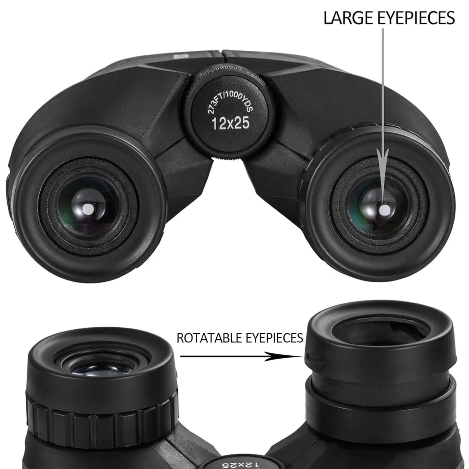 Compact 12x Binoculars for Adults Kids Large Eyepiece product detail 3