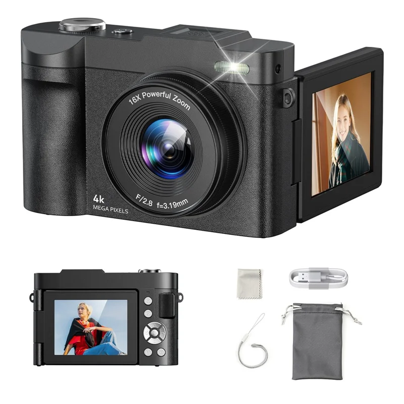 dc03-4k-digital-camera-50mp-ultra-hd-16x-zoom-2-8-inch-ips-flip-screen-photo-video-recorder-for-vlog-photography-black-for-travel-and-everyday-photography-main 4K Digital Camera main product image