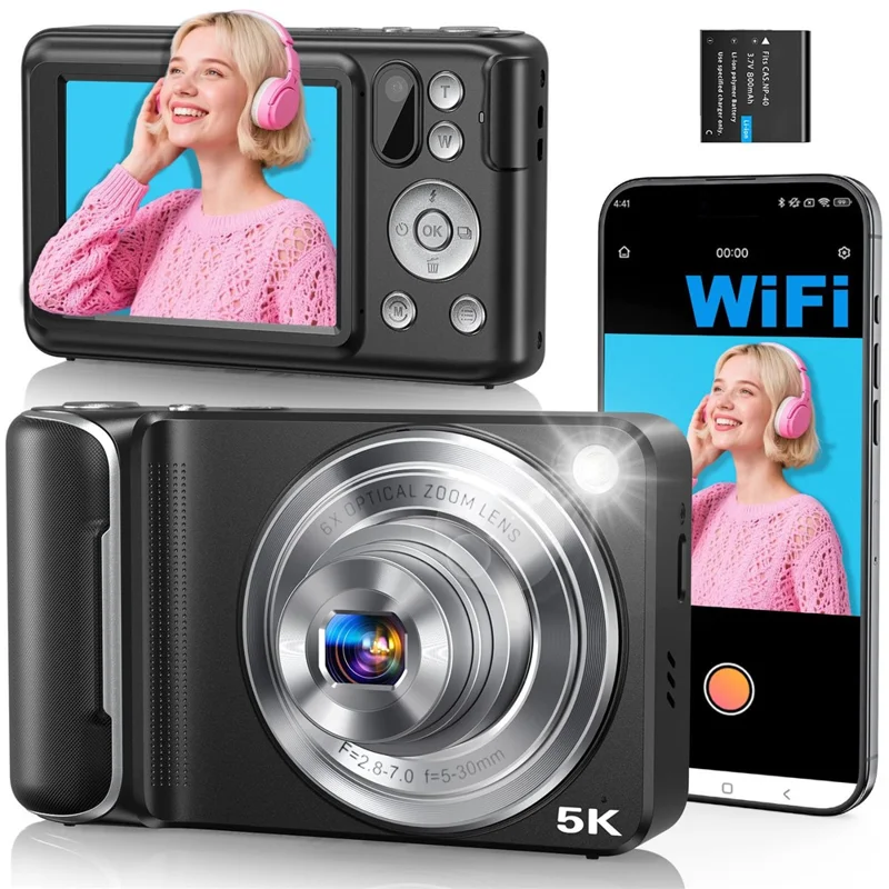 dc309x-digital-camera-6x-optical-zoom-high-definition-dual-camera-mini-camcorder-for-students-selfie-black-us-plug-for-travel-and-everyday-photography-main Digital Camera main product image