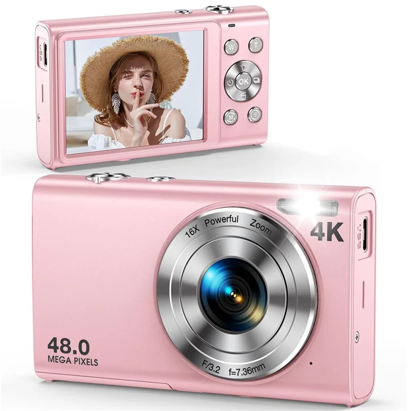 dc402-af-4k-auto-focus-4k-digital-camera-for-kids-16x-digital-zoom-anti-shake-webcam-with-led-fill-light-light-pink-for-travel-and-everyday-photography-main 4K Digital Camera main product image