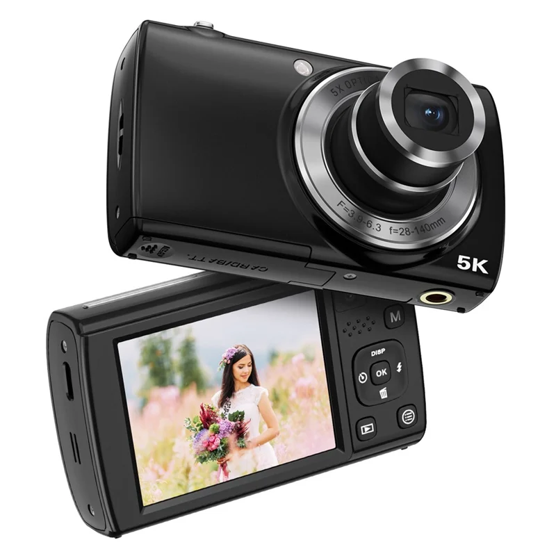 dc408x-5k-digital-camera-5x-optical-zoom-dual-lens-2-8-inch-flip-touch-screen-autofocus-camera-with-led-flash-black-for-travel-and-everyday-photography-main 5K Digital Camera main product image