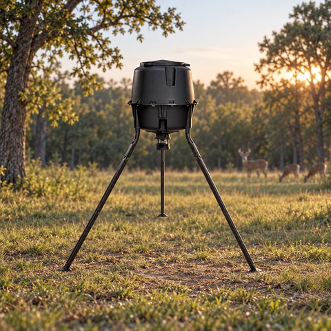 Deer Feeder equipment in a relevant outdoor setting