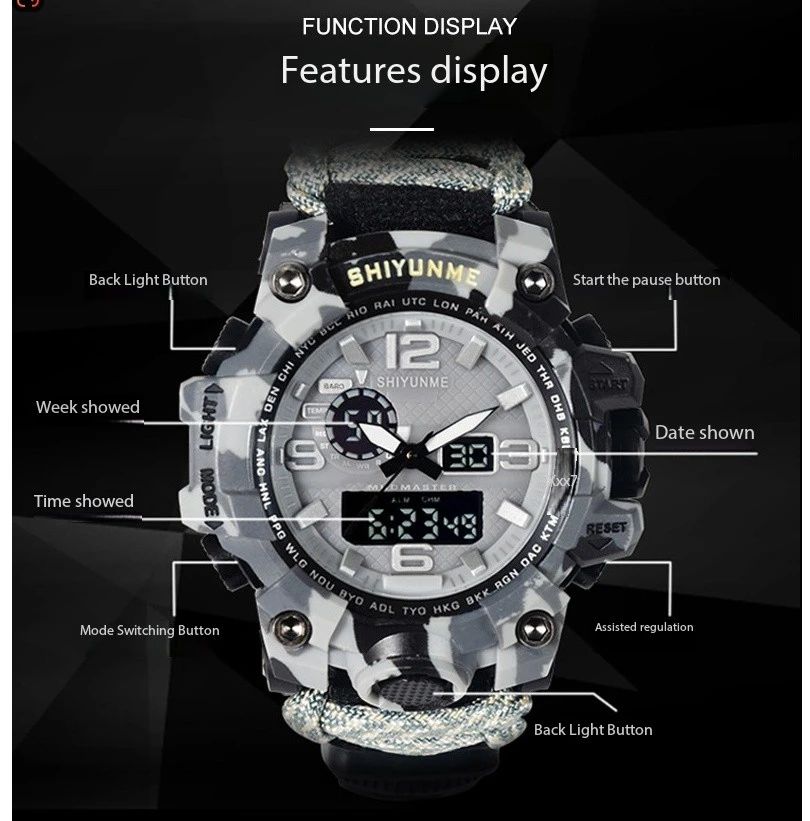 DFS18 Shiyunmei Outdoor Hunting Men Tactical Watches Dual product detail 4