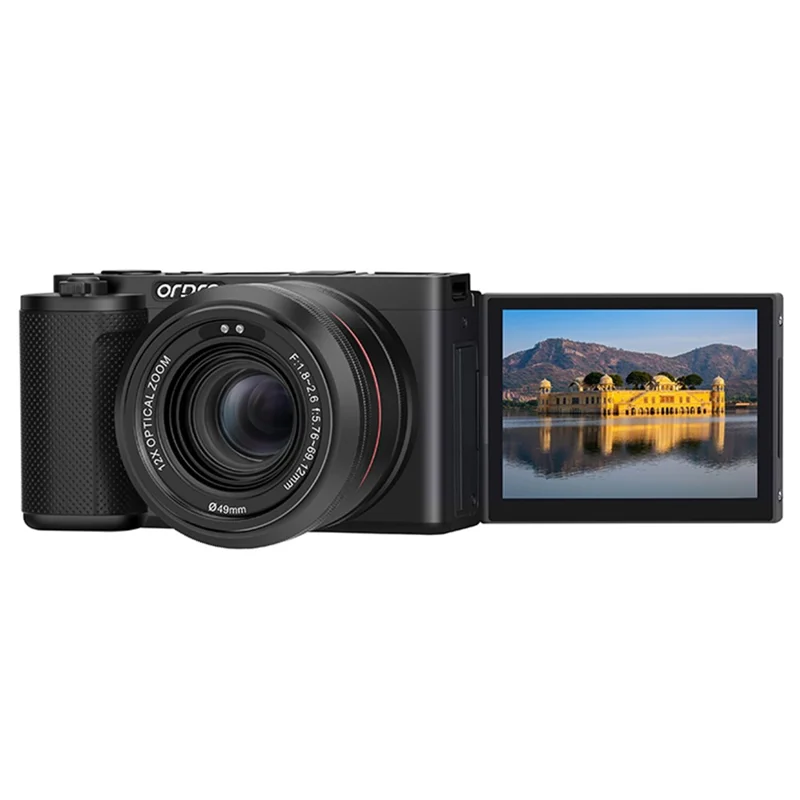digital-camera-side-flip-3-2-inch-ips-touch-screen-12x-optical-zoom-ir-night-vision-5k-hd-mirrorless-cam-black-for-travel-and-everyday-photography-main Digital Camera main product image