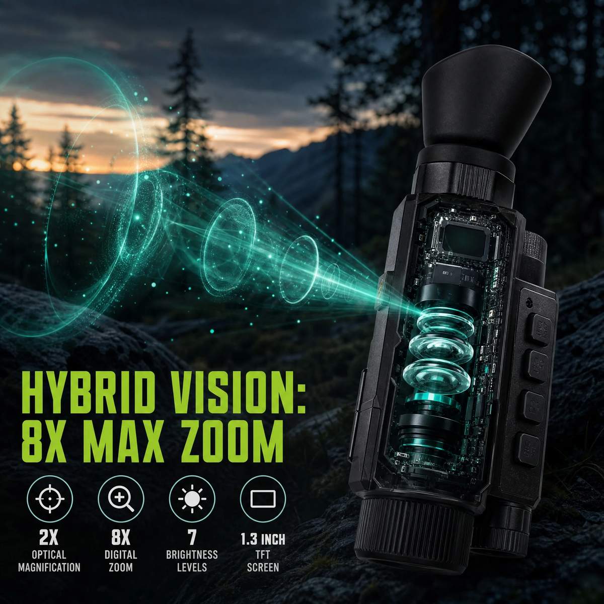 Digital Night Vision Helmet Monocular 2X Optical 8X product detail 4