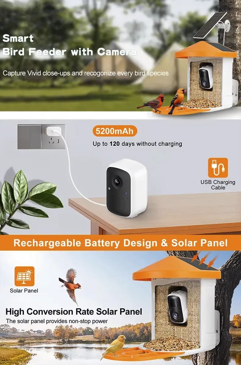 Elecpet Solar Powered AI Smart Bird Feeder with product detail 2