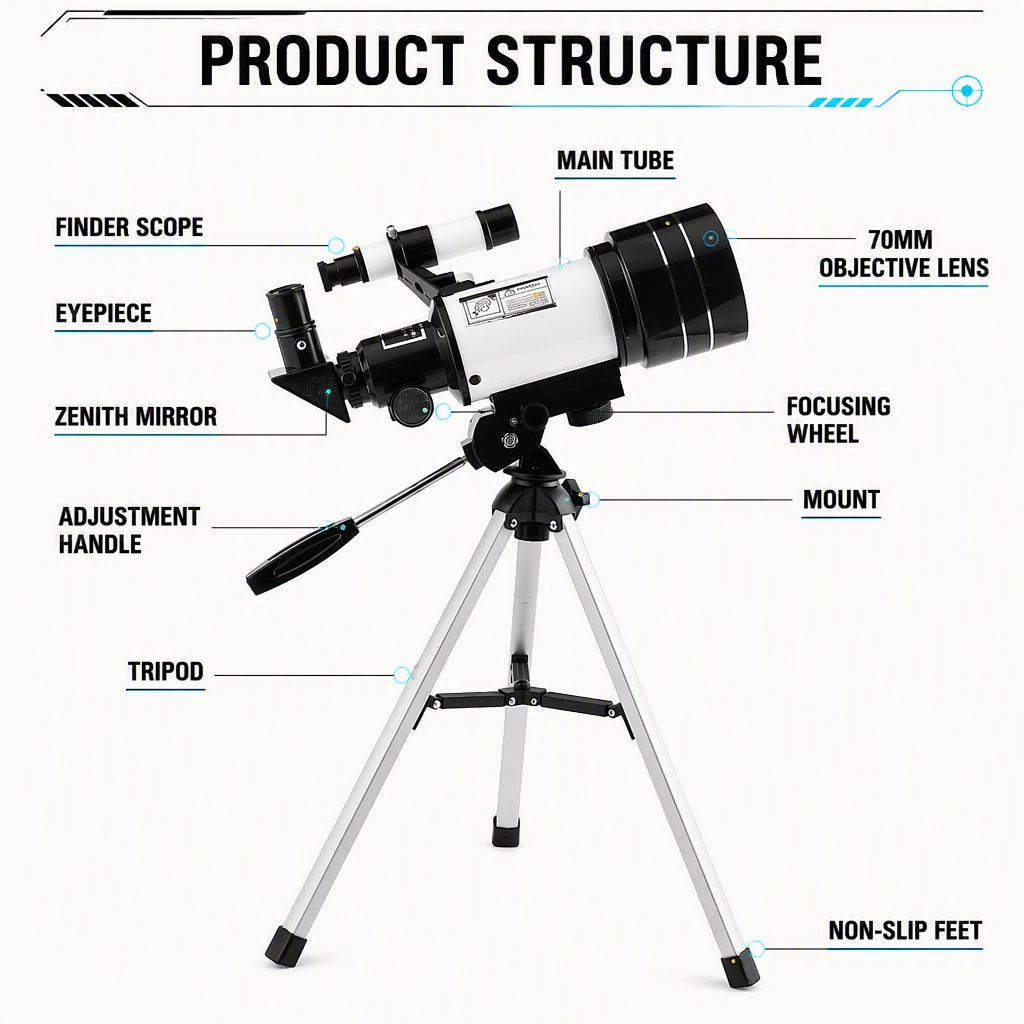F30070m Telescope Astronomical Telescope with Tripod and product detail 3