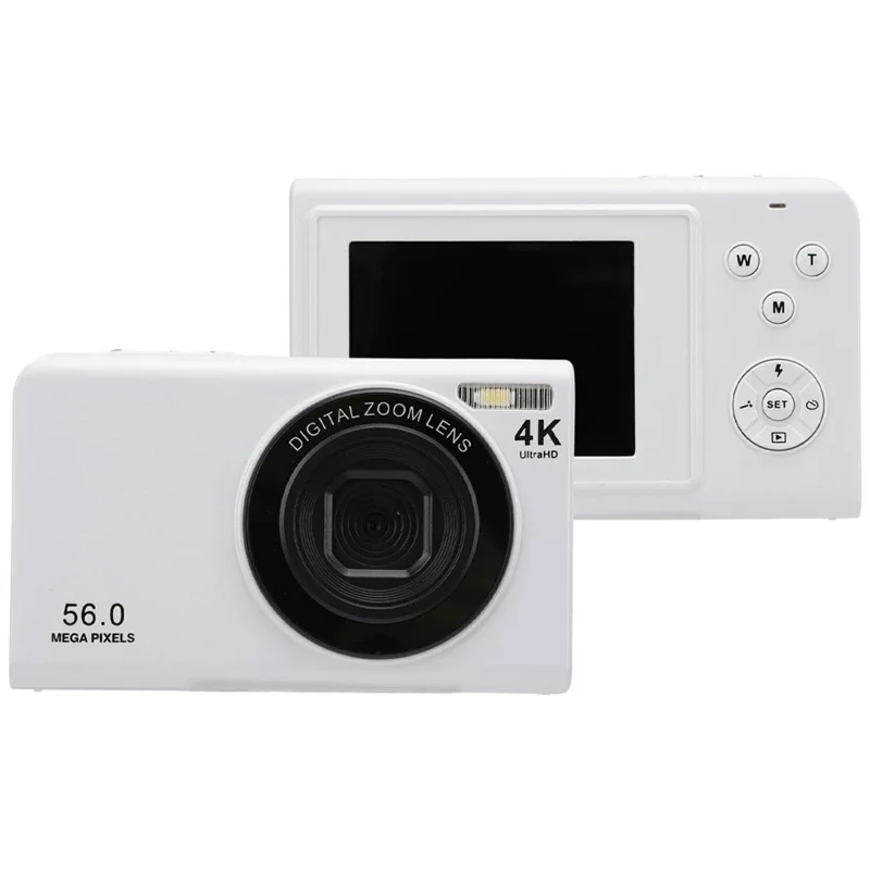 f9-2-4-inch-hd-screen-digital-camera-56mp-photos-4k-video-recording-16x-digital-zoom-camera-white-for-travel-and-everyday-photography-main Digital Camera main product image