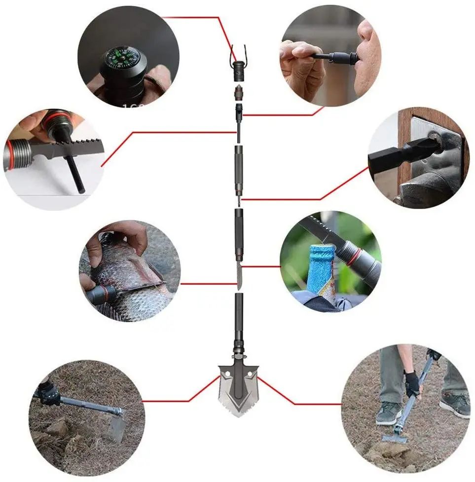 Folding Shovel Hoe Multifunctional 76cm Camping Gear Defense product detail 4