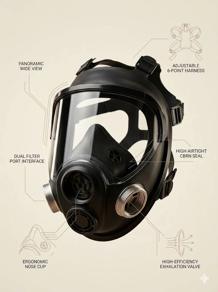 Full Face Silicone Gas Mask Dual RD40 Connection product detail 1
