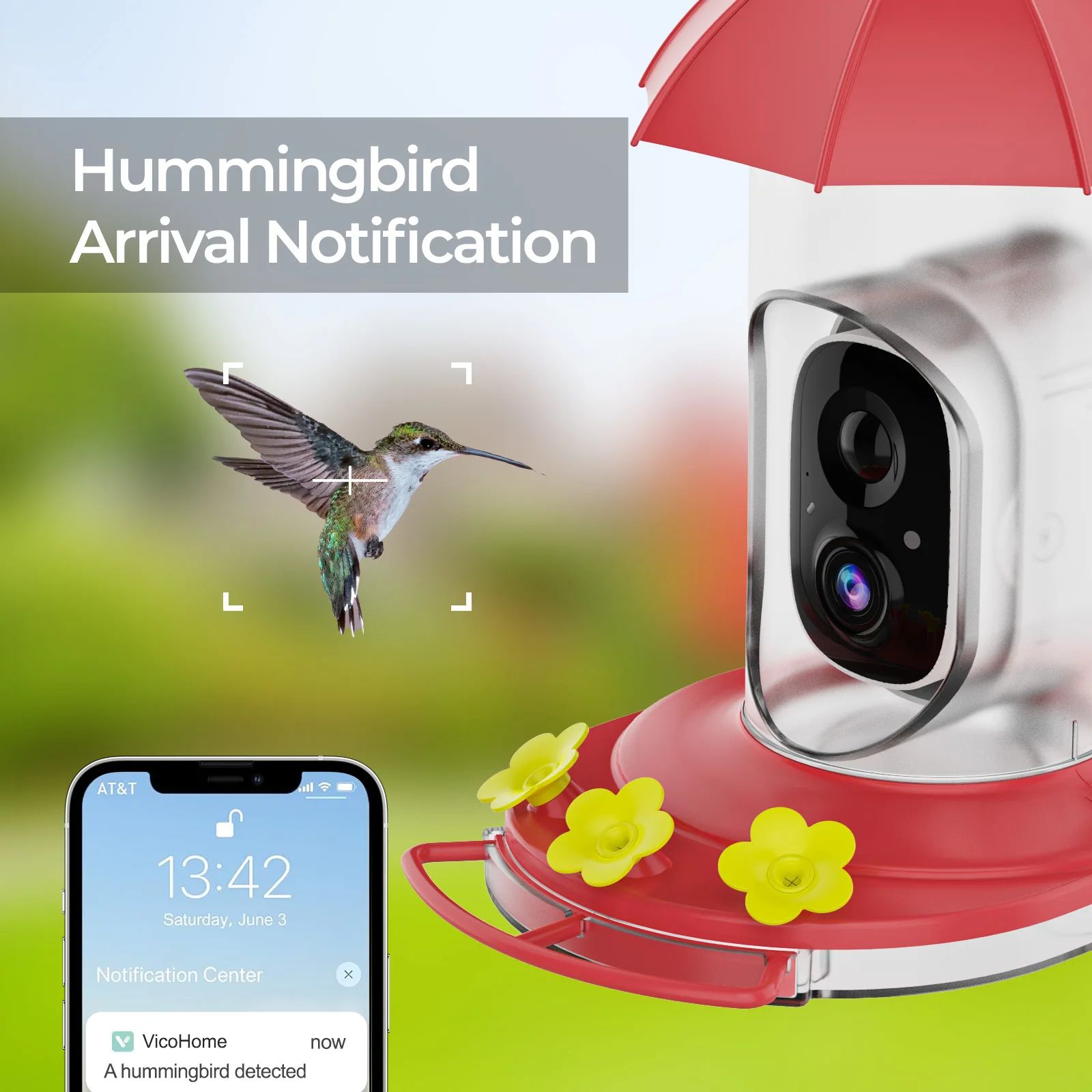 Garden Hummingbird Water Feeder with High Resolution Camera product detail 2