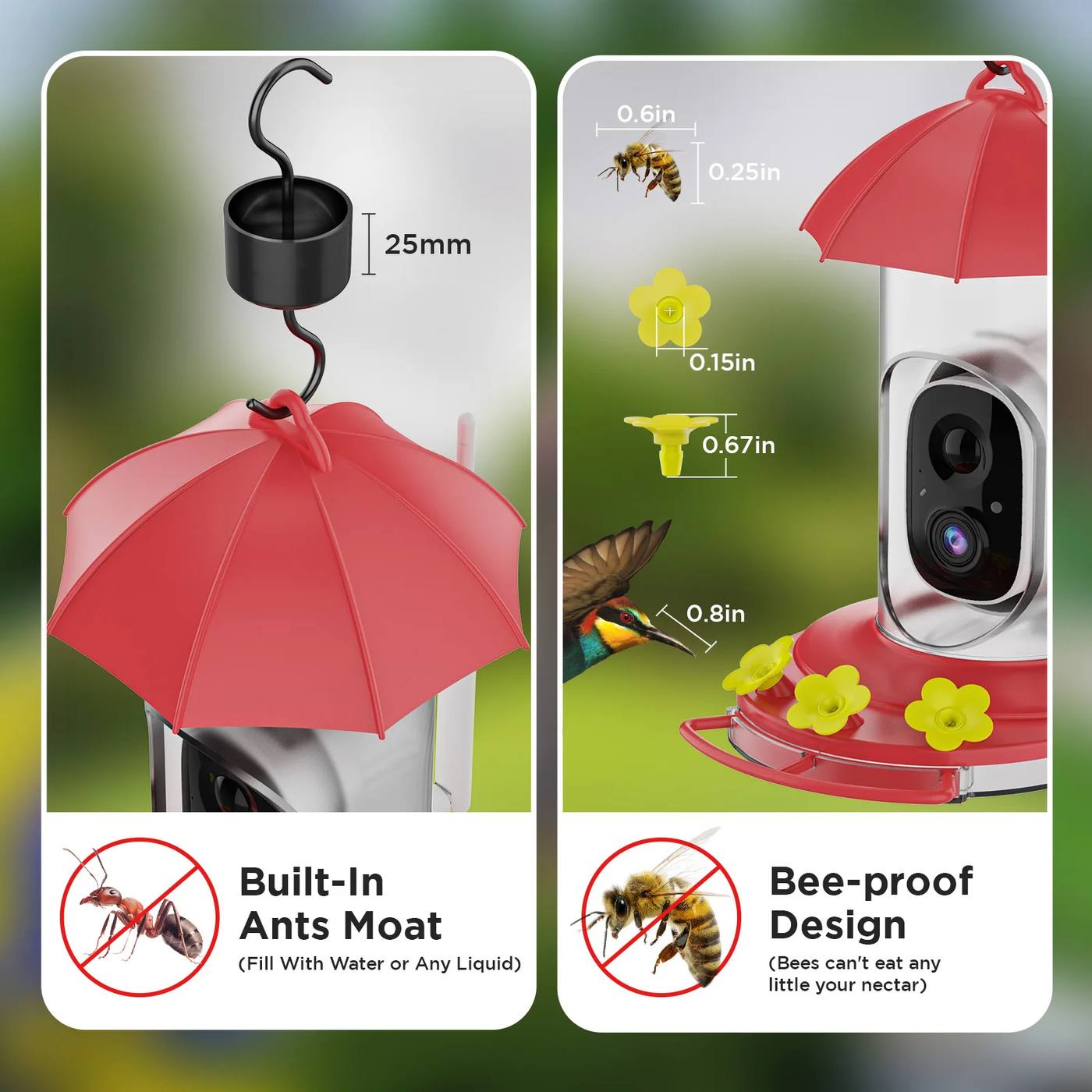 Garden Hummingbird Water Feeder with High Resolution Camera product detail 3