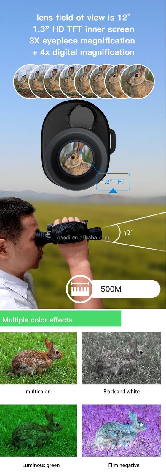 Handheld 1080P 2600mAh Li-ion Battery Long Range Digital product detail 5