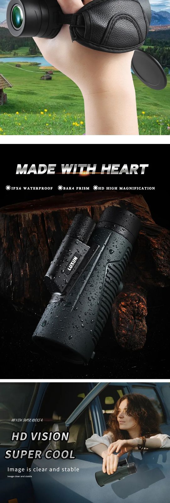 Handheld ED Lens 12X50 Waterproof BAK4 Monocular Telescope product detail 2
