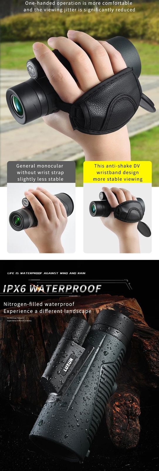 Handheld ED Lens 12X50 Waterproof BAK4 Monocular Telescope product detail 6