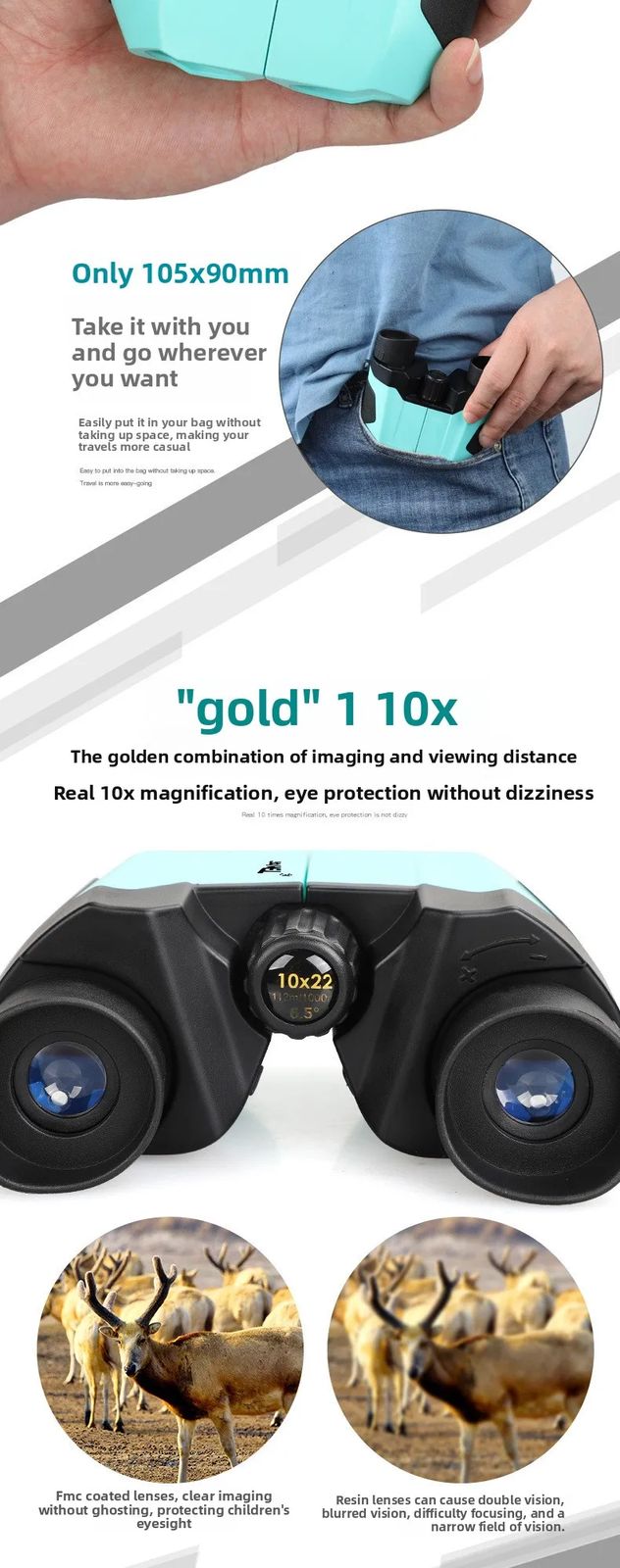 HD 10x22 Handle Telescope for Kids Potable Lightweight product detail 2