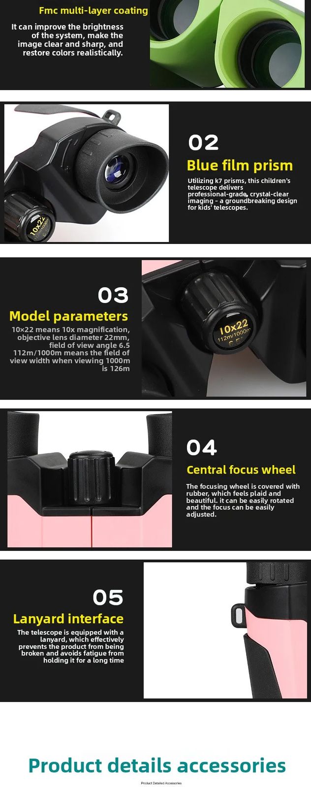 HD 10x22 Handle Telescope for Kids Potable Lightweight product detail 5