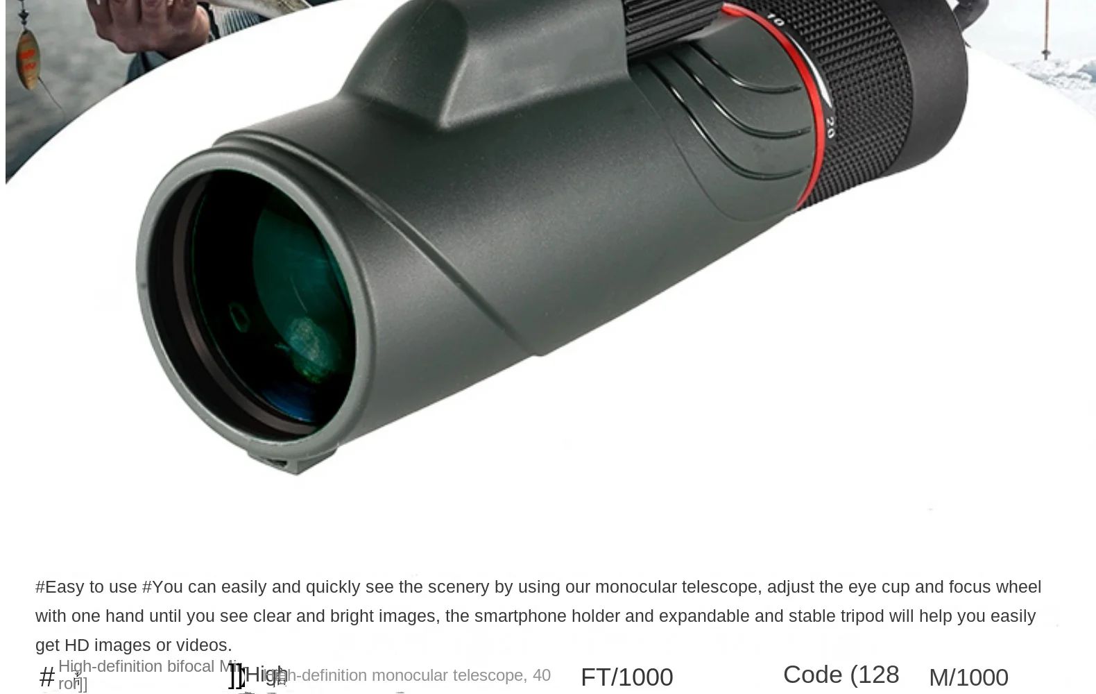 HD Waterproof Anti-Fog Aluminum FMC Lens Coating 10-20x50 product detail 2
