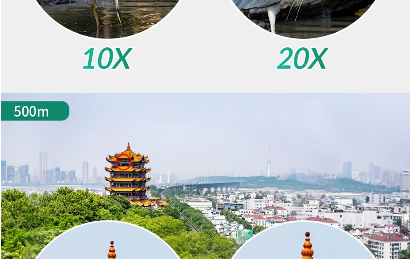 HD Waterproof Anti-Fog Aluminum FMC Lens Coating 10-20x50 product detail 7