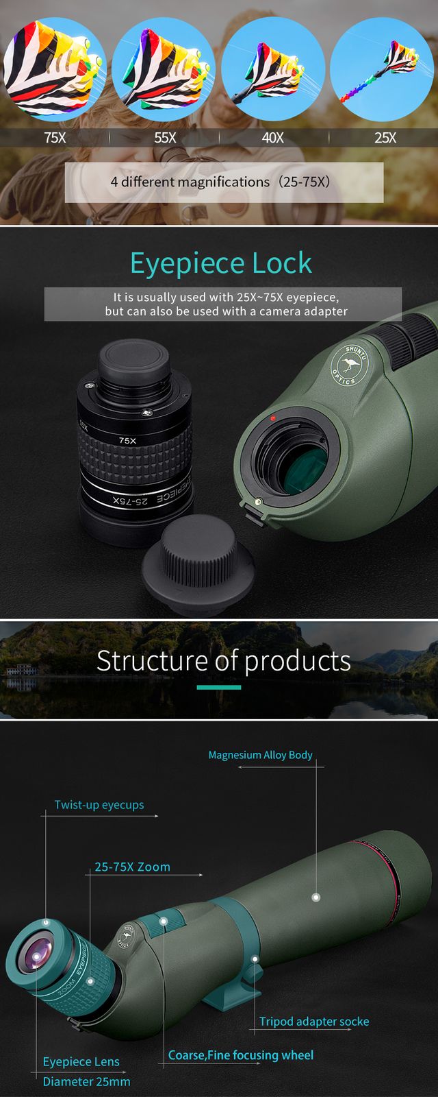 HD Zoom Spotting Scope ST86 2575 25-75x86 Large product detail 8