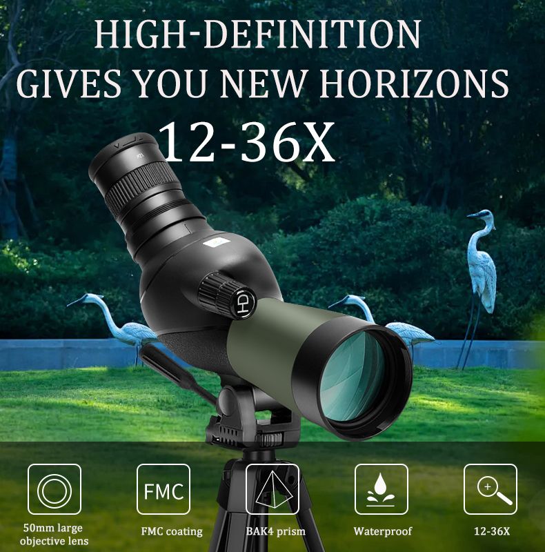 High Quality 12-36x50 Spotting Scope HD BAK4 Prism product detail 1