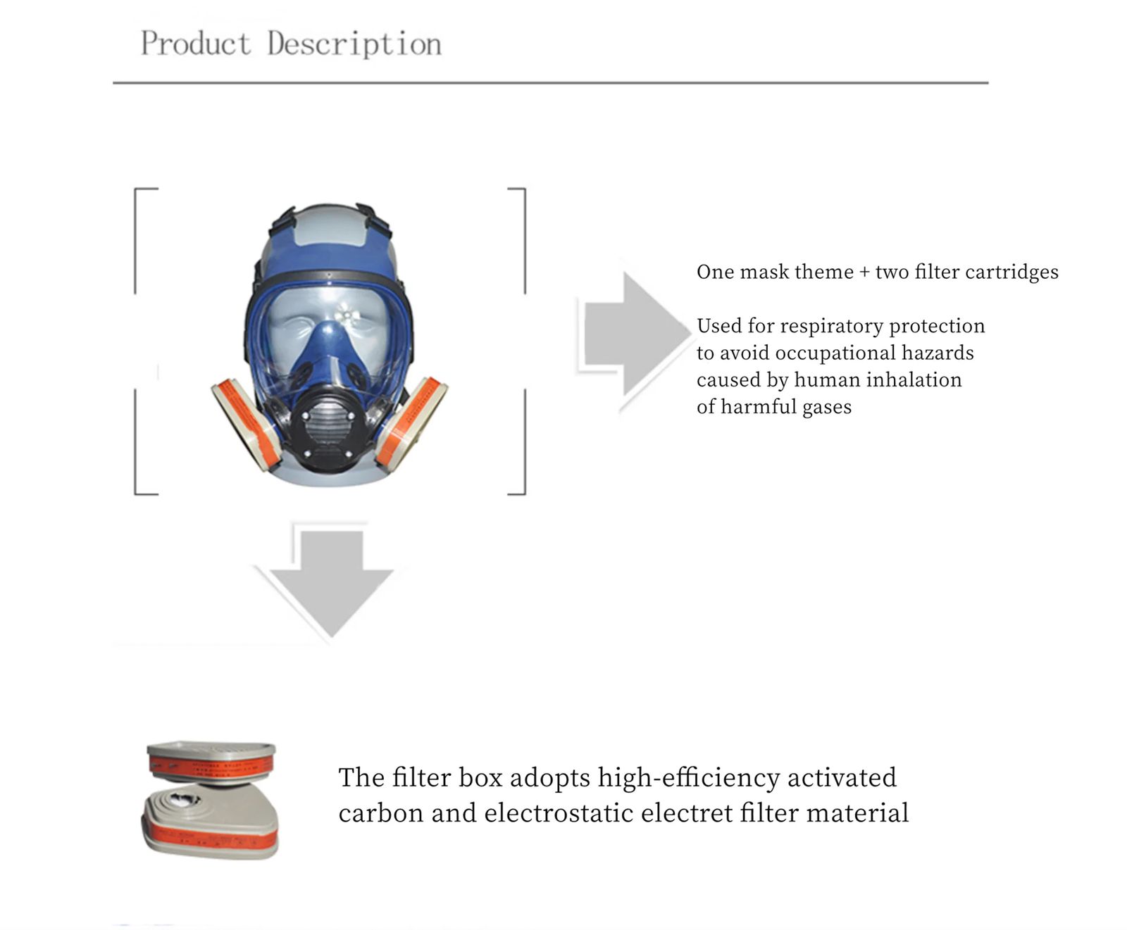 High Quality Liquid Silicone Full-face Chemical Gas Mask product detail 3