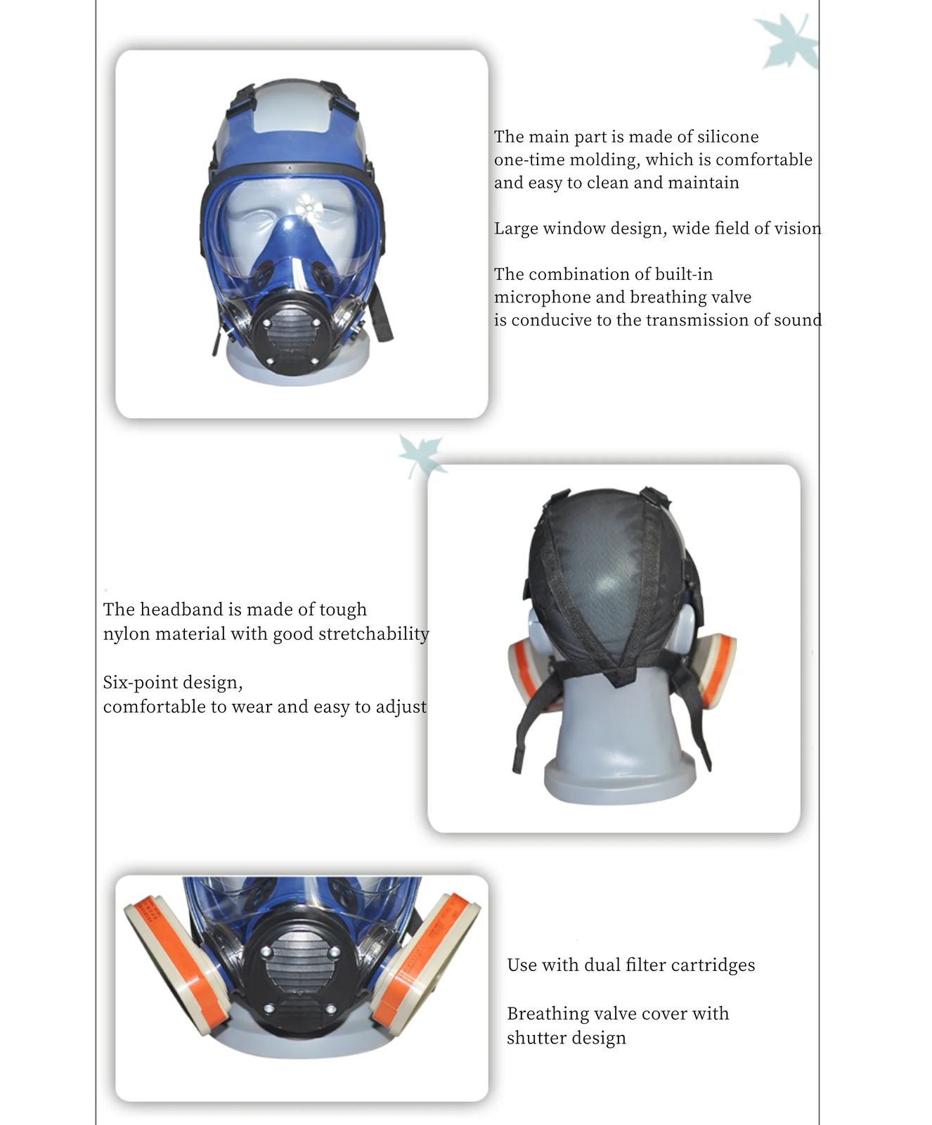 High Quality Liquid Silicone Full-face Chemical Gas Mask product detail 4