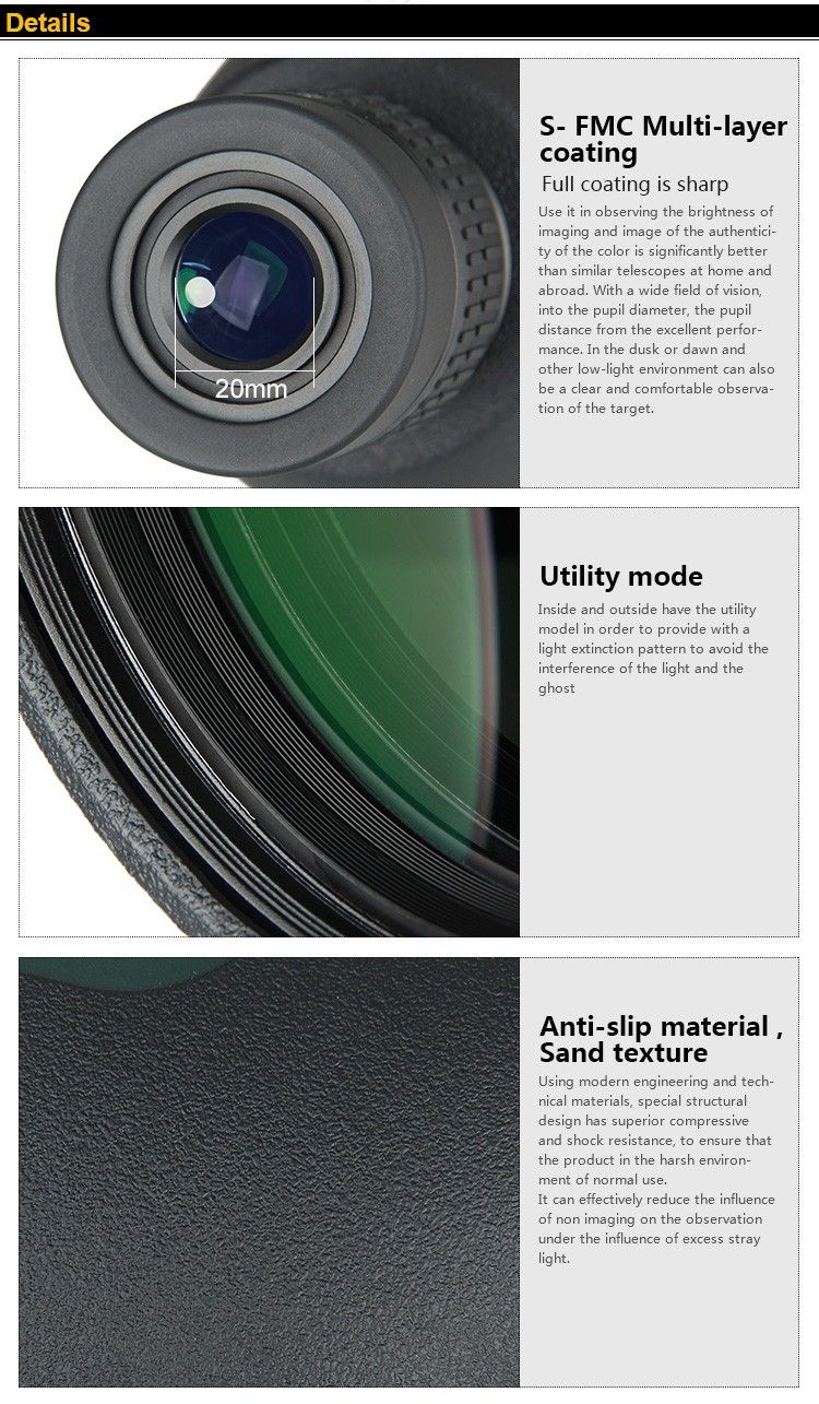 High Quality Waterproof Zoom Telescope Monocular SP13 product detail 2