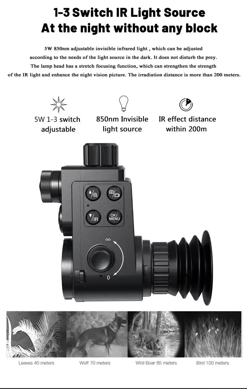 HT-88 Digital Night Vision Monocular Clip-On with 300m product detail 6