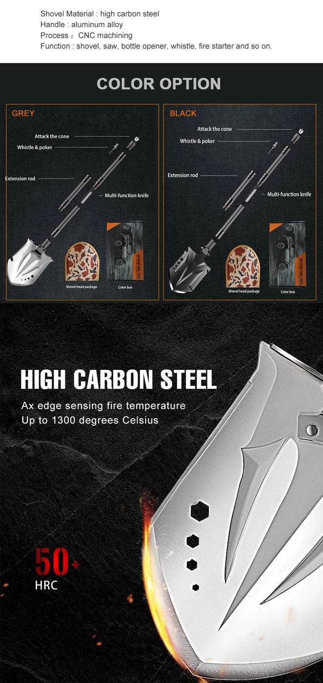 Industrial Carbon Steel Tactical Survival Shovel Folding product detail 2