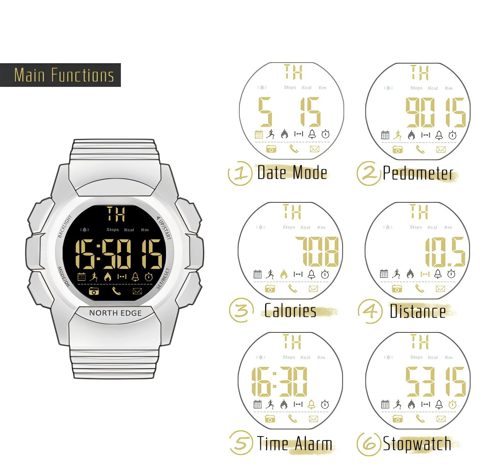 JK-SH-001 Men's Watch Water Resistant 100M NORTH EDGE product detail 4