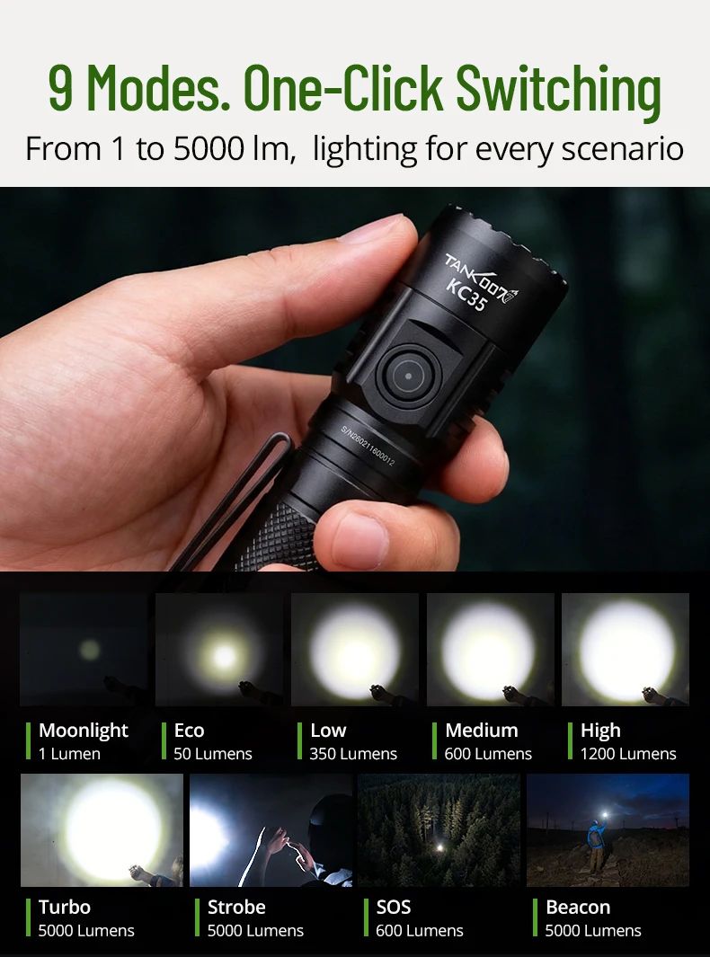 KC35 High Power Tactical Torch Light Rechargeable 5000lm product detail 5