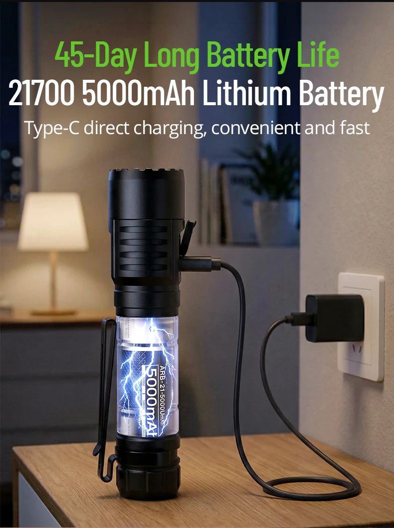 KC35 High Power Tactical Torch Light Rechargeable 5000lm product detail 8
