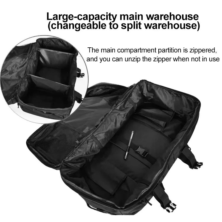 Large 60L Black Backpack Duffel Bag with Zipper product detail 4