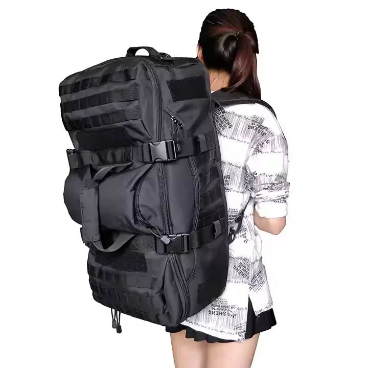 Large 60L Black Backpack Duffel Bag with Zipper product detail 10