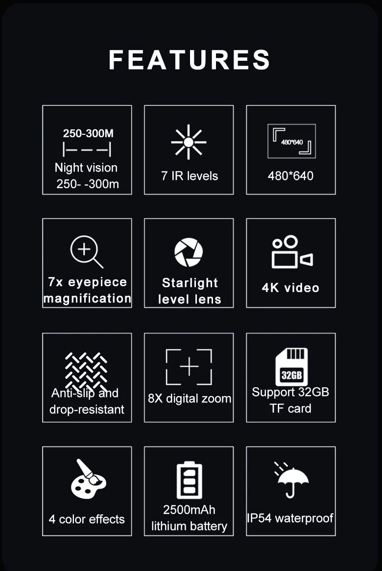 Large Screen 4K Digital Night Vision Monocular with product detail 2