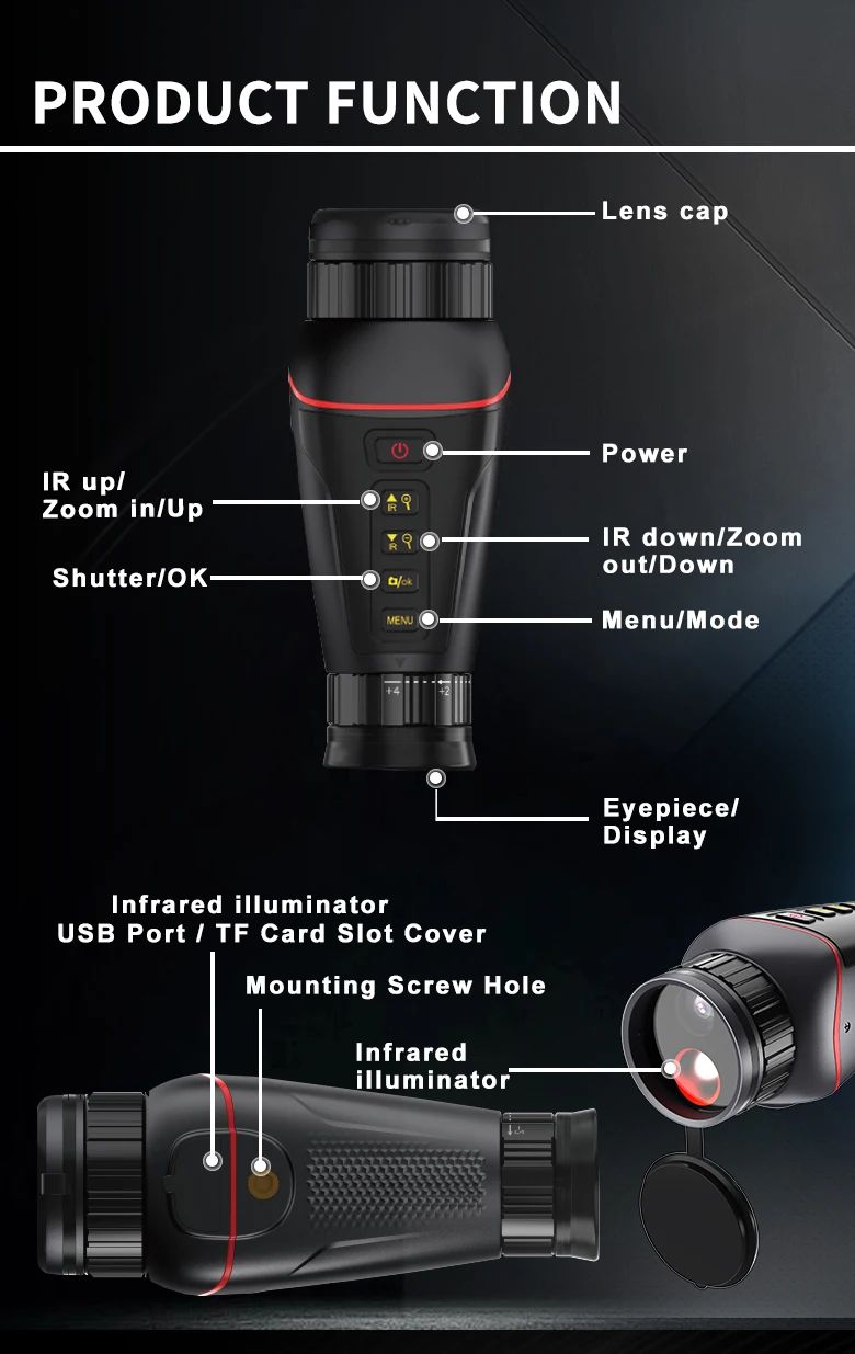 Large Screen 4K Digital Night Vision Monocular with product detail 9
