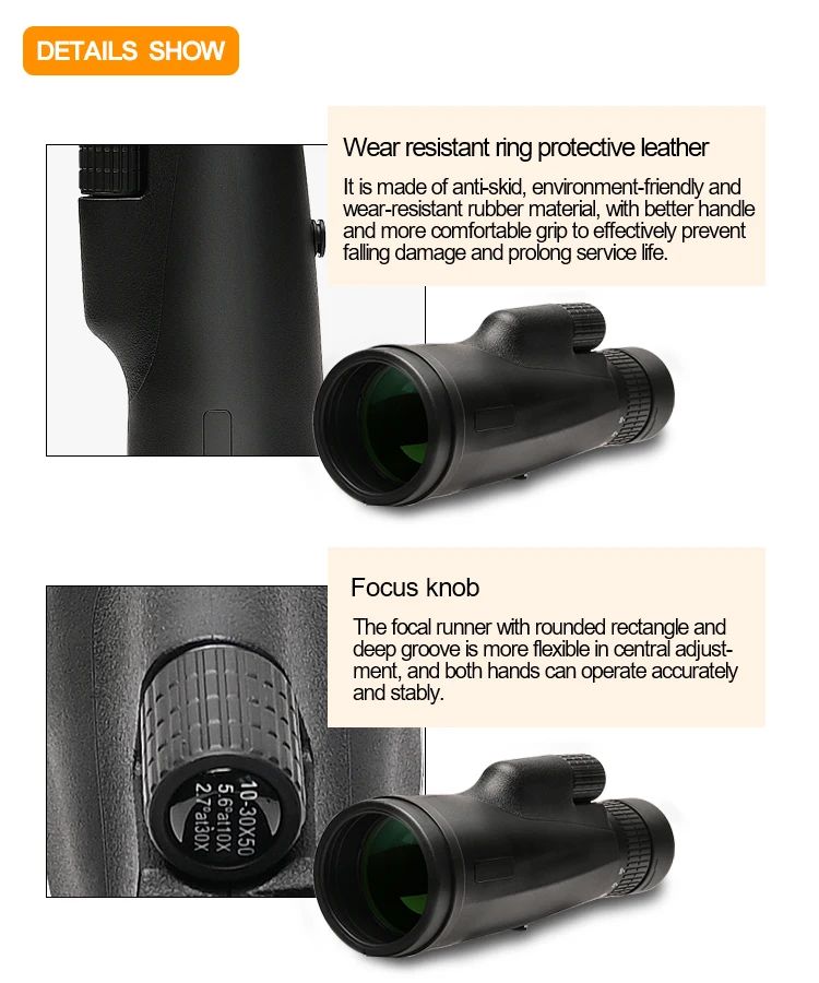 Long Distance Best Kid Mobile Phone Monocular 10-30x50 product detail 2