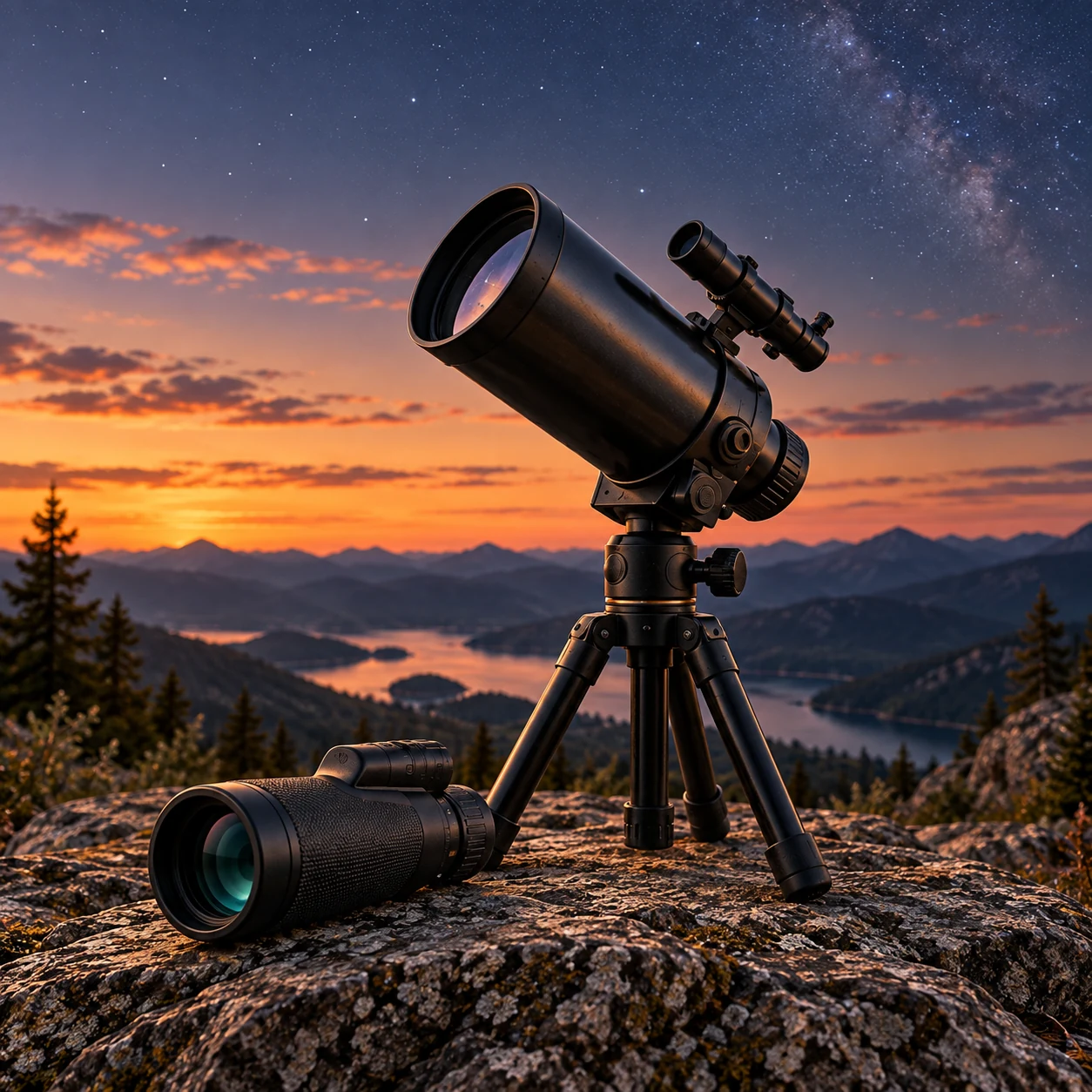 Monoculars & Telescopes in a natural outdoor setting