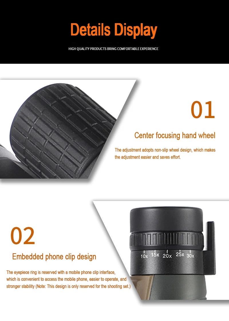 Monocular 10-30X50 Watching Bird Concert Low Price Monocular product detail 1