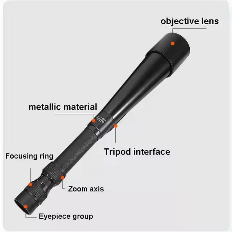 Monocular Telescope 15-60x66 Black HD Long Range Zoom product detail 11