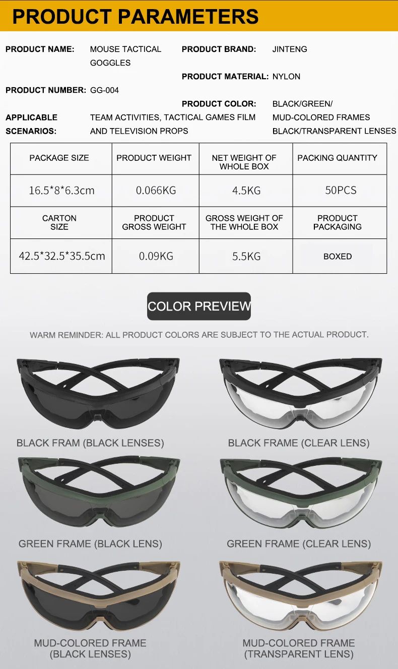 Motorcycle Tactical Outdoor Goggles with Fixed Straps product detail 2