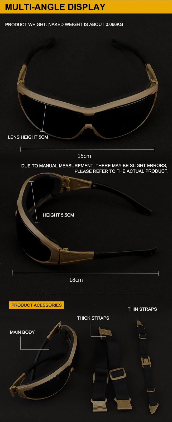 Motorcycle Tactical Outdoor Goggles with Fixed Straps product detail 3