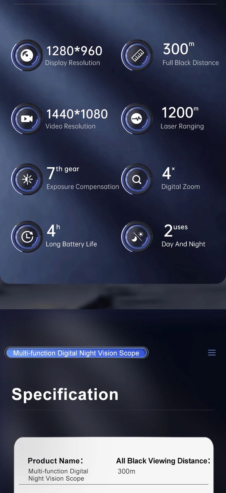 NDL1000 Digital Night Vision Monocular Built-in 300m Laser product detail 2