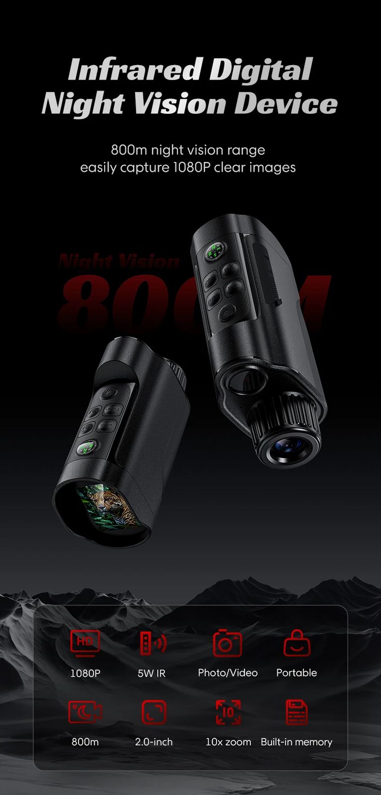 New 800m Long Distance 10X HD 5W Infrared product detail 1