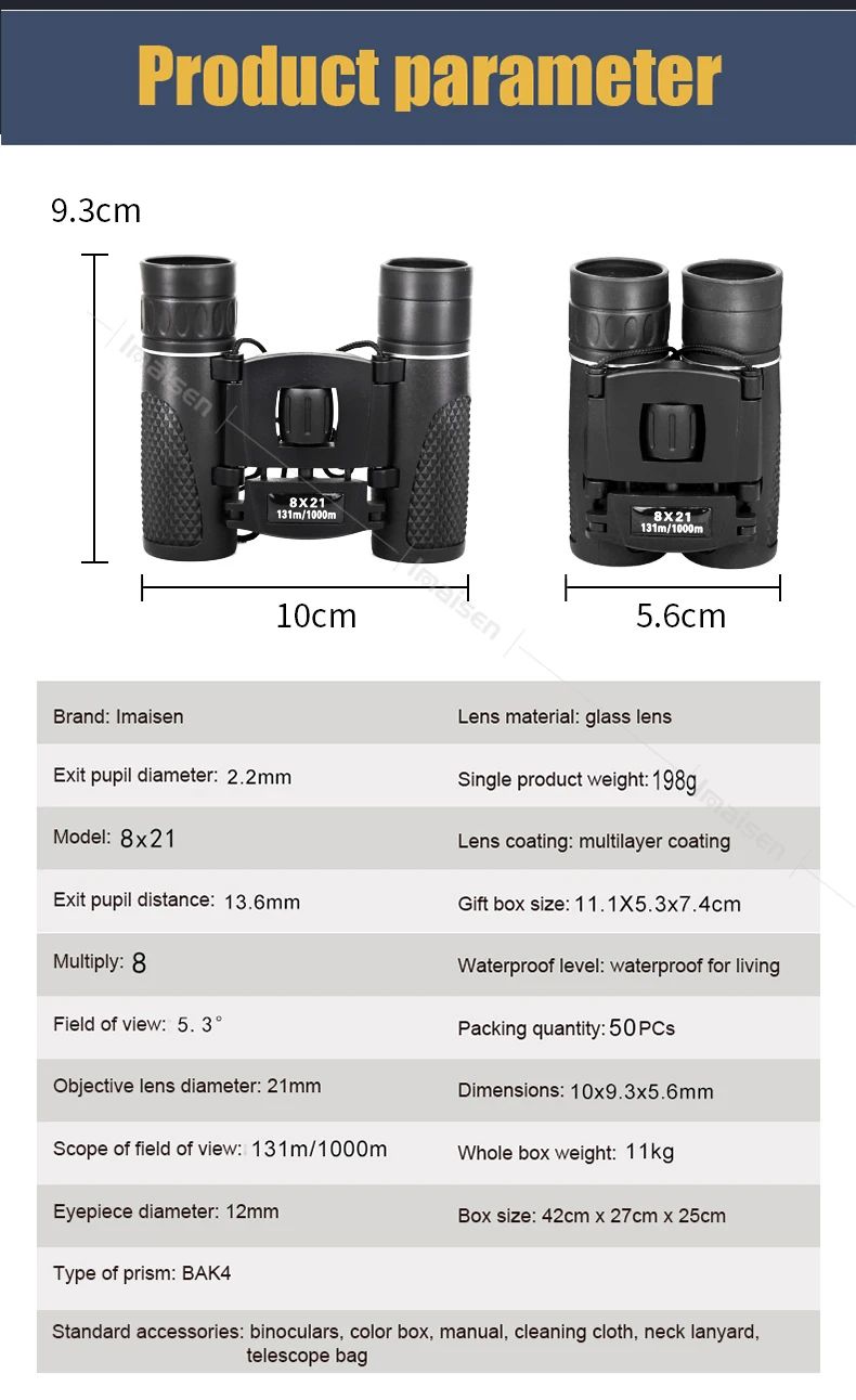 New Binoculars 8x21 100X21 40X22Mini Pocket BAK4 FMC product detail 3